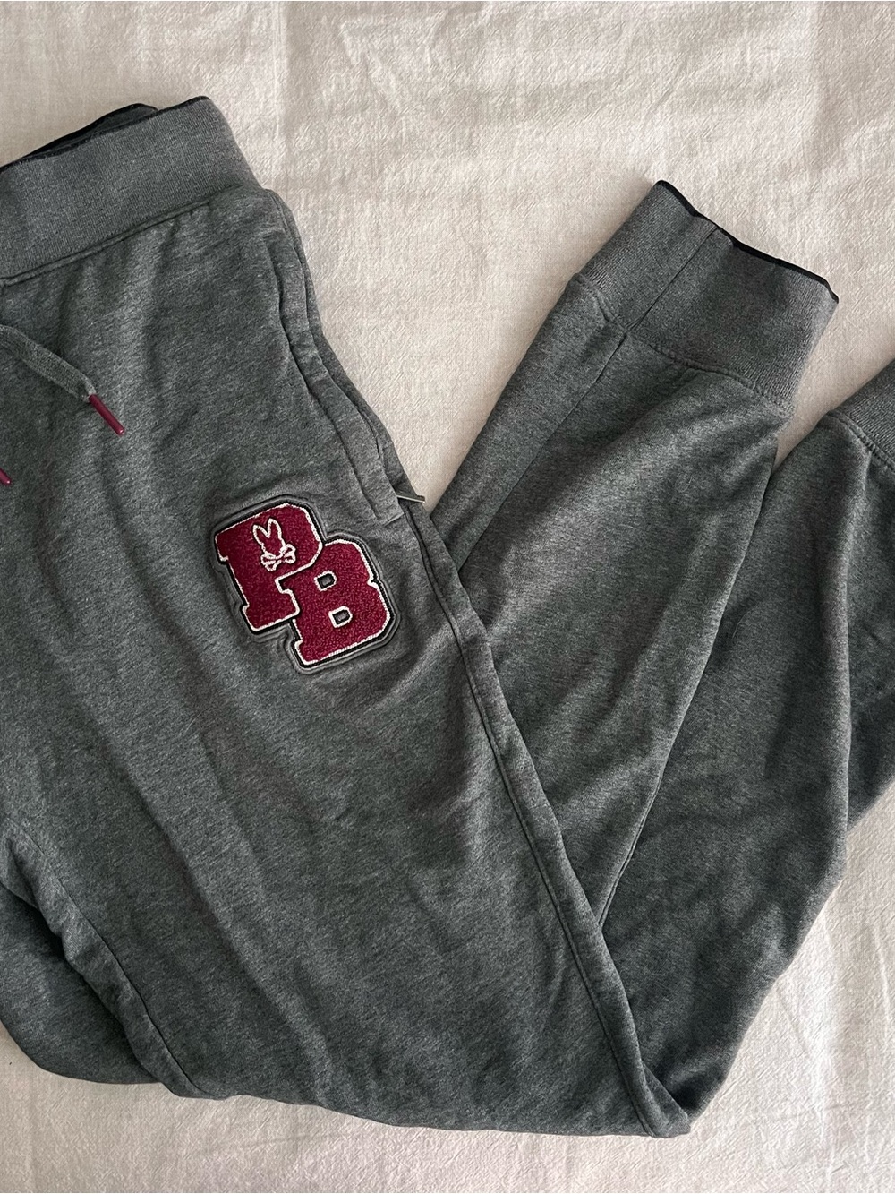 Psycho Bunny Grey Joggers with Burgundy PB Patch